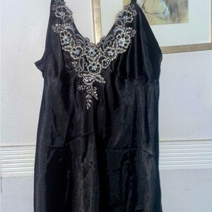 Elegant Black Embellished Mini Dress